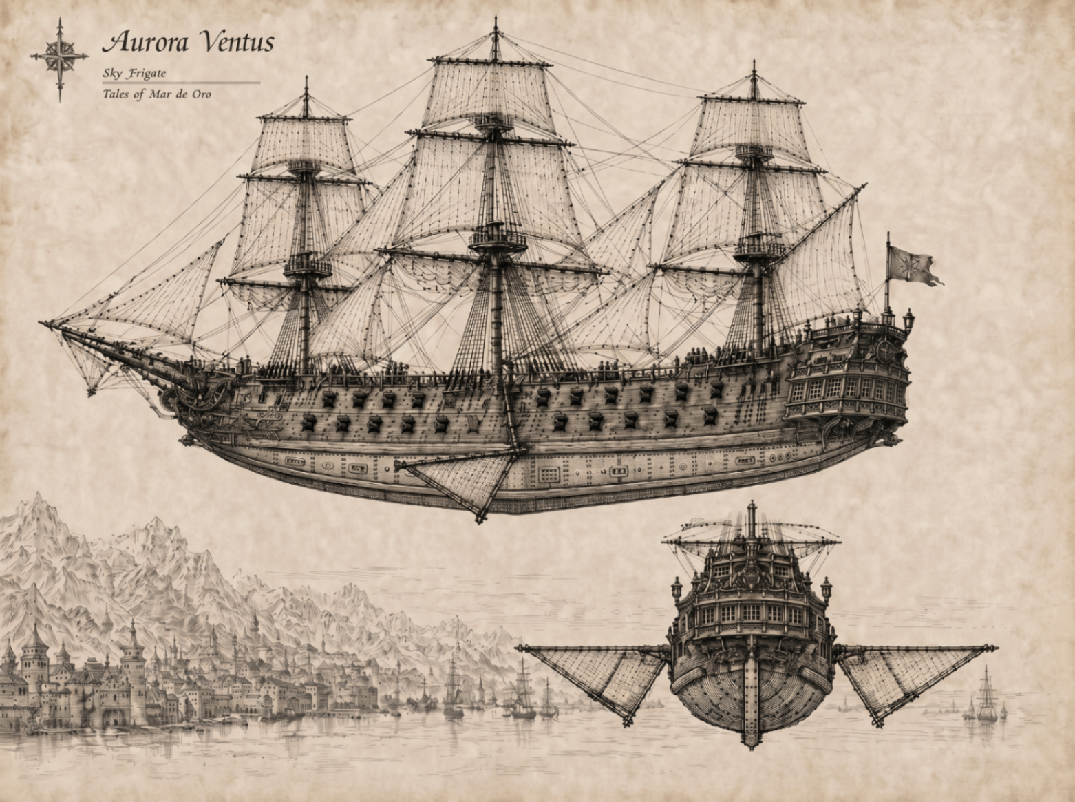 Aurora Ventus heavy command frigate of the Duchy of Heller