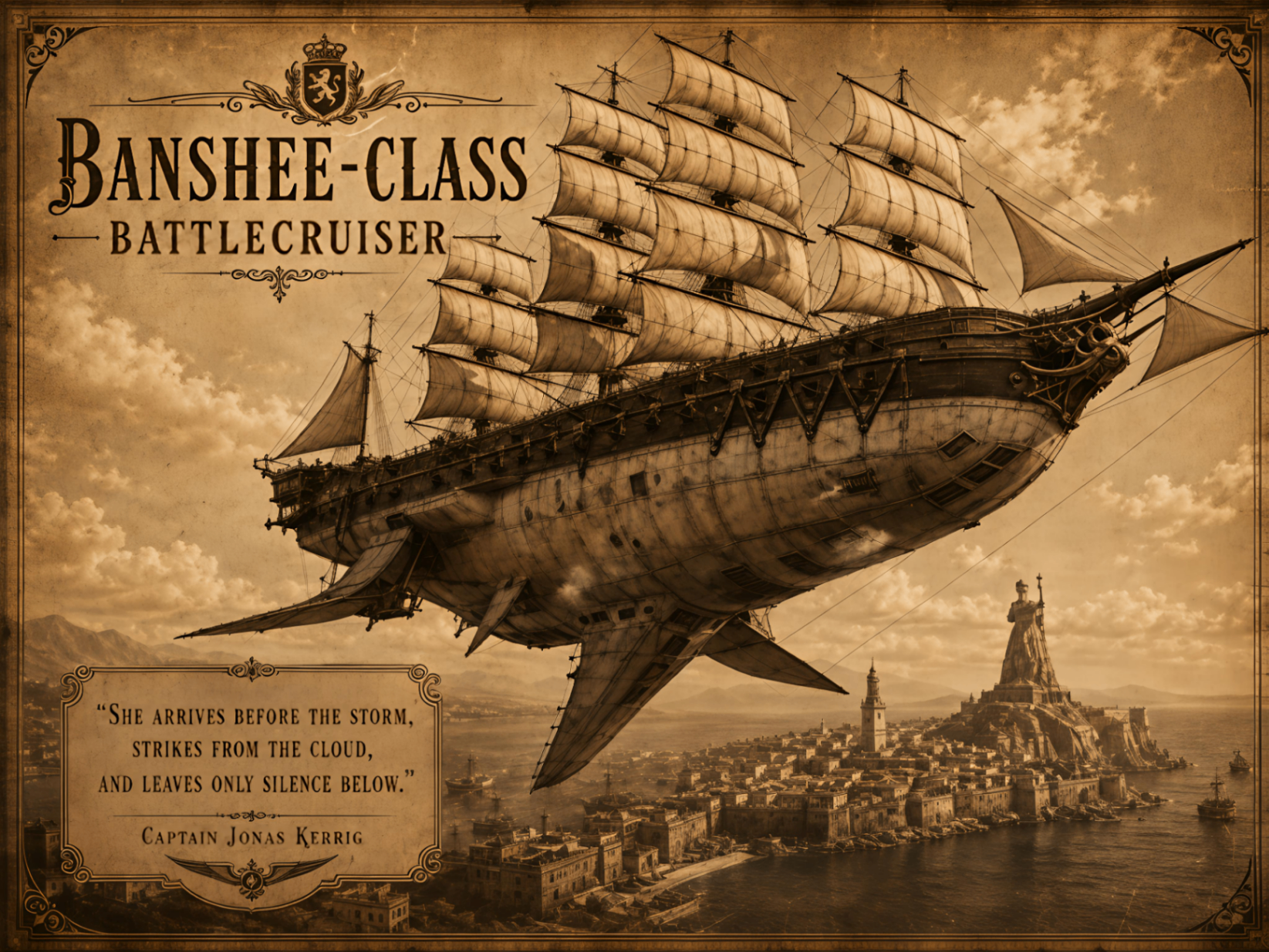 Banshee-class battlecruiser airship of the Albion Ghost Squadron